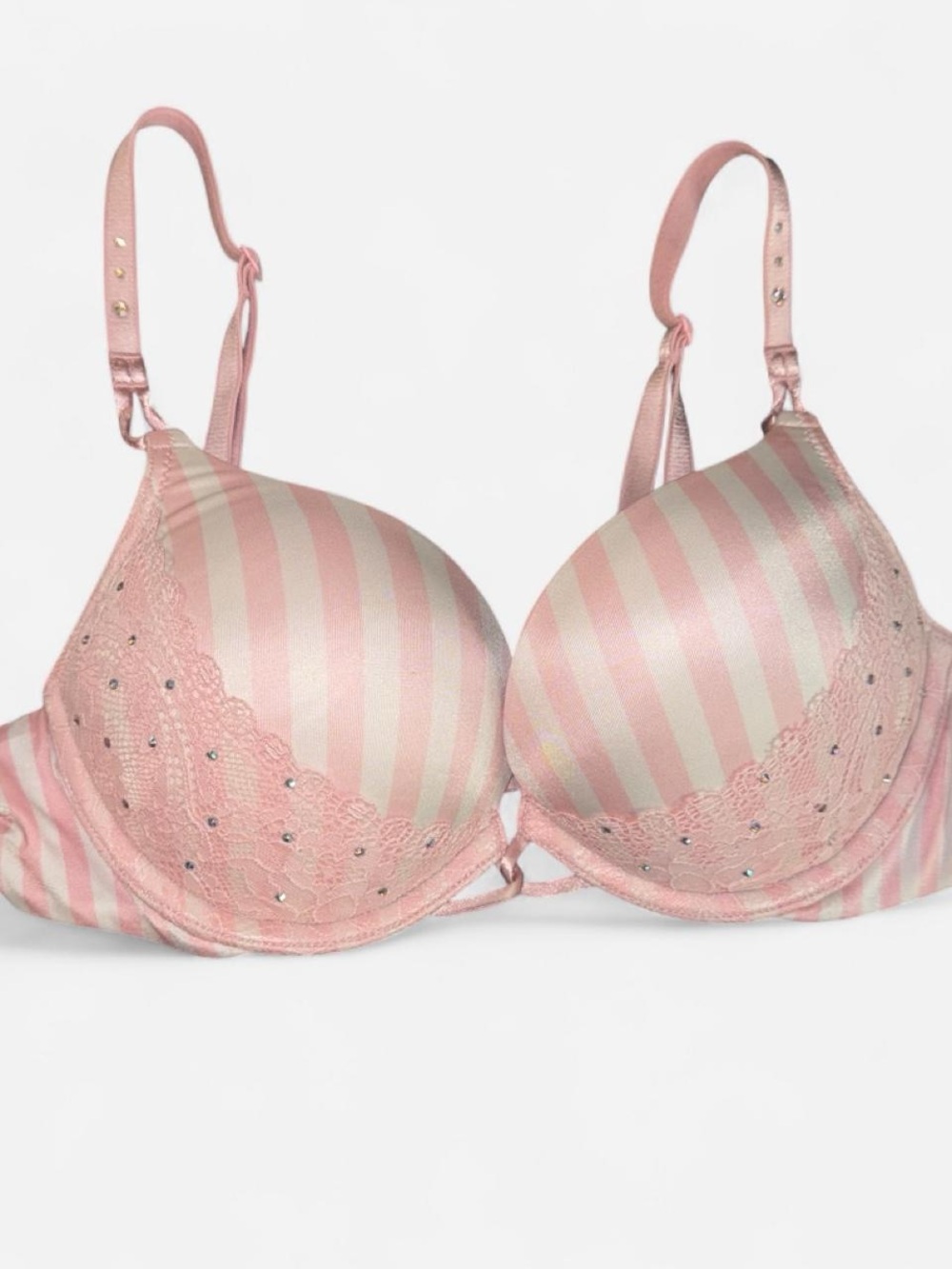 Victoria's Secret Pink and Cream Striped Push-Up Bra